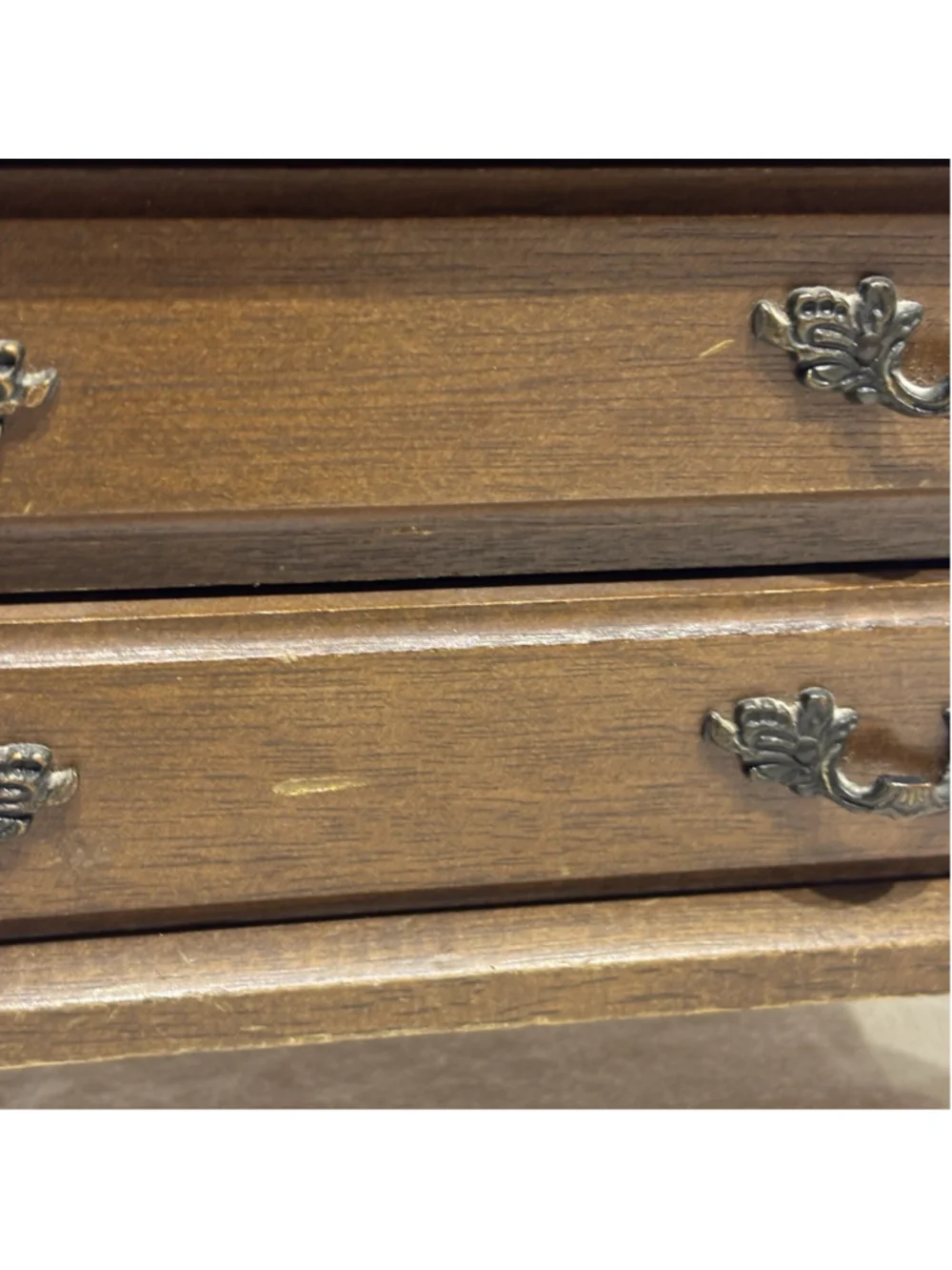 Vintage Wood 5 Drawer Jewelry Music Box Mini Dresser Queen Anne Claw Feet NO KEY